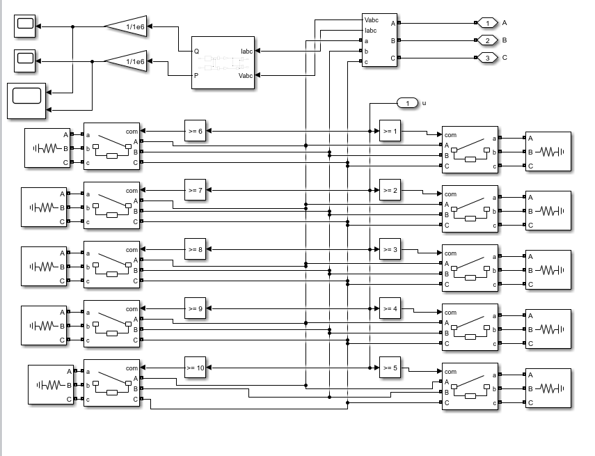 10 EV Charging Stations Simulink subsystem diagram